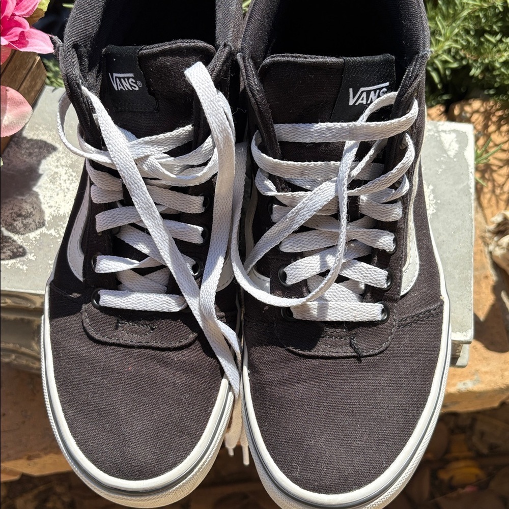 Vans Black and White Logo Sneakers - Picture 3 of 8